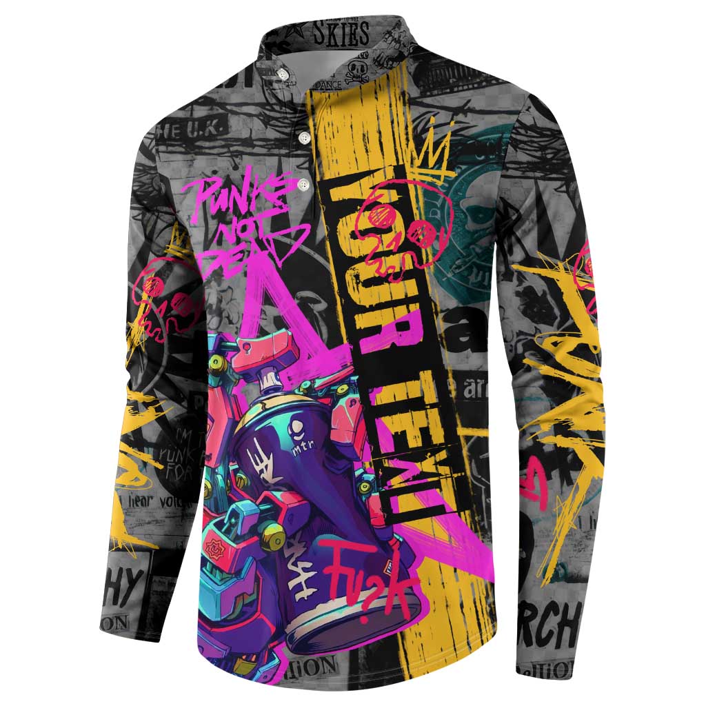 Punk Cheetah Graffiti Button Sweatshirt with Punk Not Dead Street Art and Neon Jungle Design - Wonder Print Shop