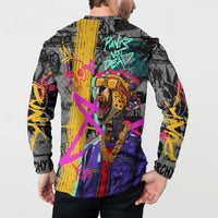 Punk Cheetah Graffiti Button Sweatshirt with Punk Not Dead Street Art and Neon Jungle Design - Wonder Print Shop