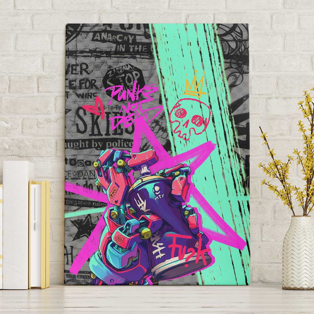 Punk Cheetah Graffiti Canvas Wall Art with Punk Not Dead Street Art and Neon Jungle Design - Wonder Print Shop