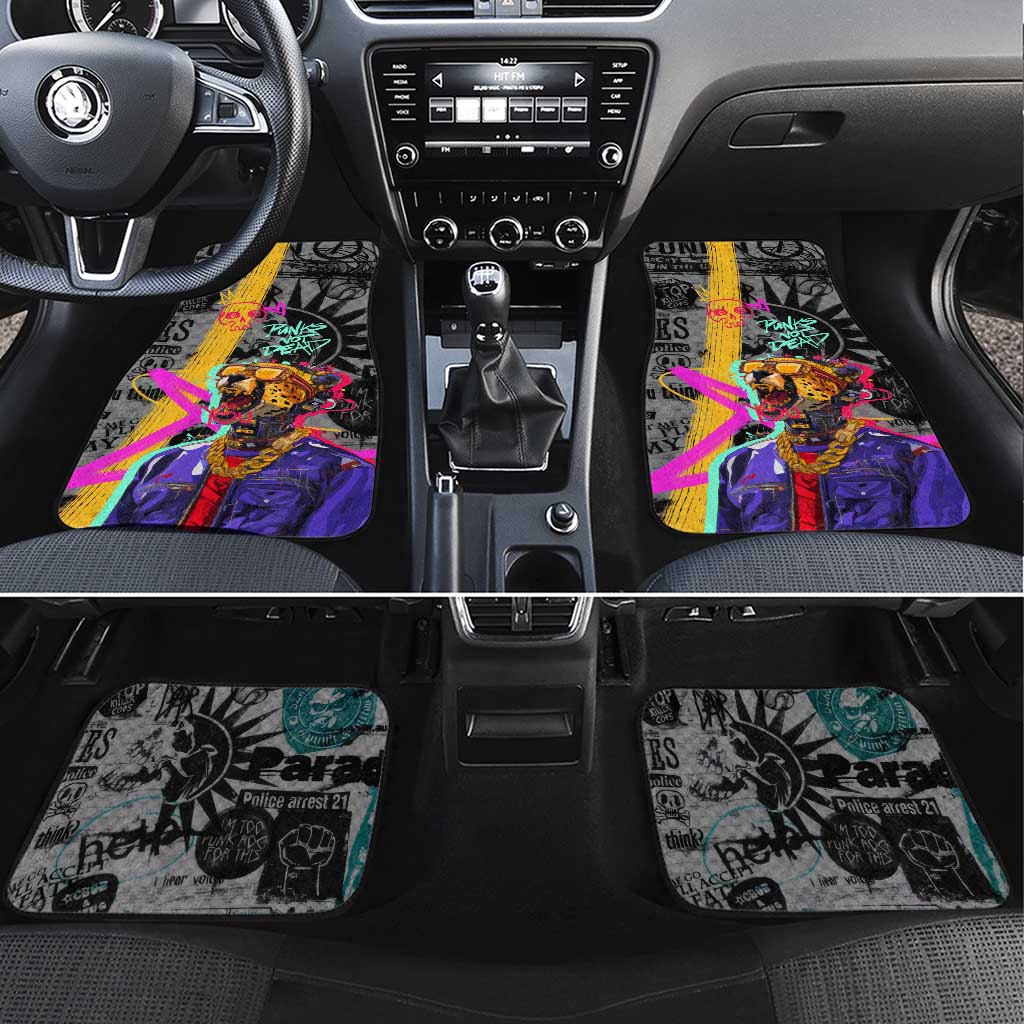 Punk Cheetah Graffiti Car Mats with Punk Not Dead Street Art and Neon Jungle Design - Wonder Print Shop
