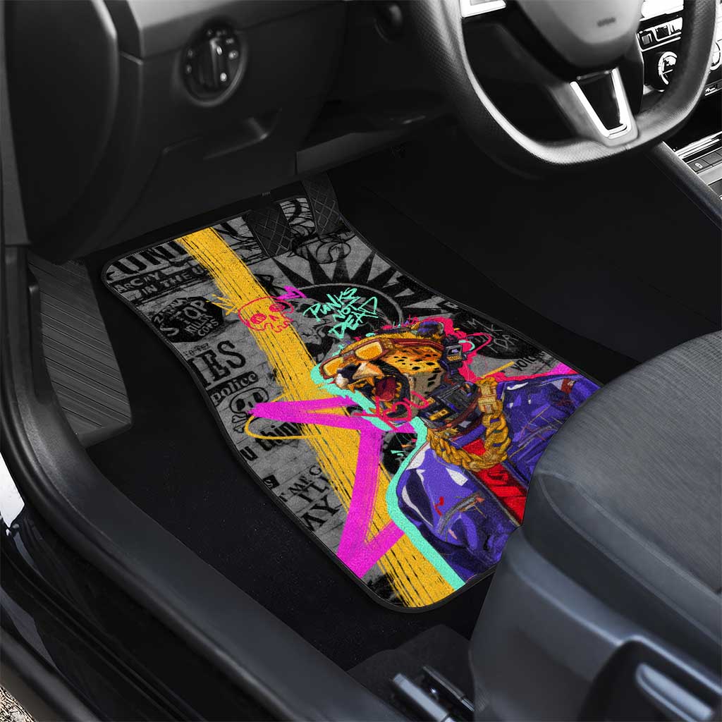 Punk Cheetah Graffiti Car Mats with Punk Not Dead Street Art and Neon Jungle Design - Wonder Print Shop