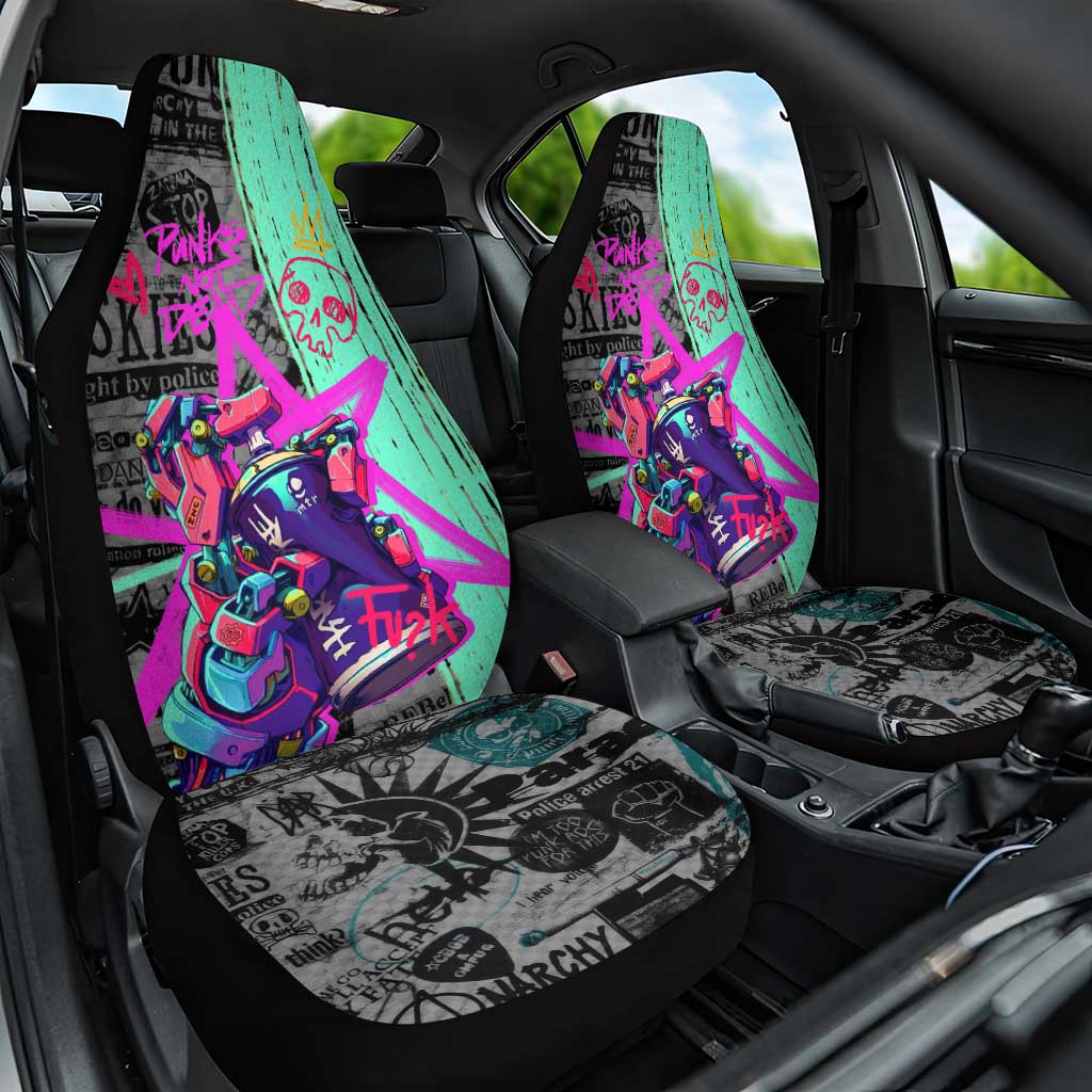 Punk Cheetah Graffiti Car Seat Cover with Punk Not Dead Street Art and Neon Jungle Design - Wonder Print Shop