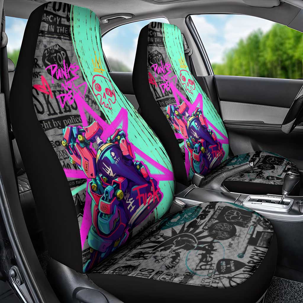 Punk Cheetah Graffiti Car Seat Cover with Punk Not Dead Street Art and Neon Jungle Design - Wonder Print Shop
