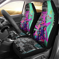 Punk Cheetah Graffiti Car Seat Cover with Punk Not Dead Street Art and Neon Jungle Design - Wonder Print Shop