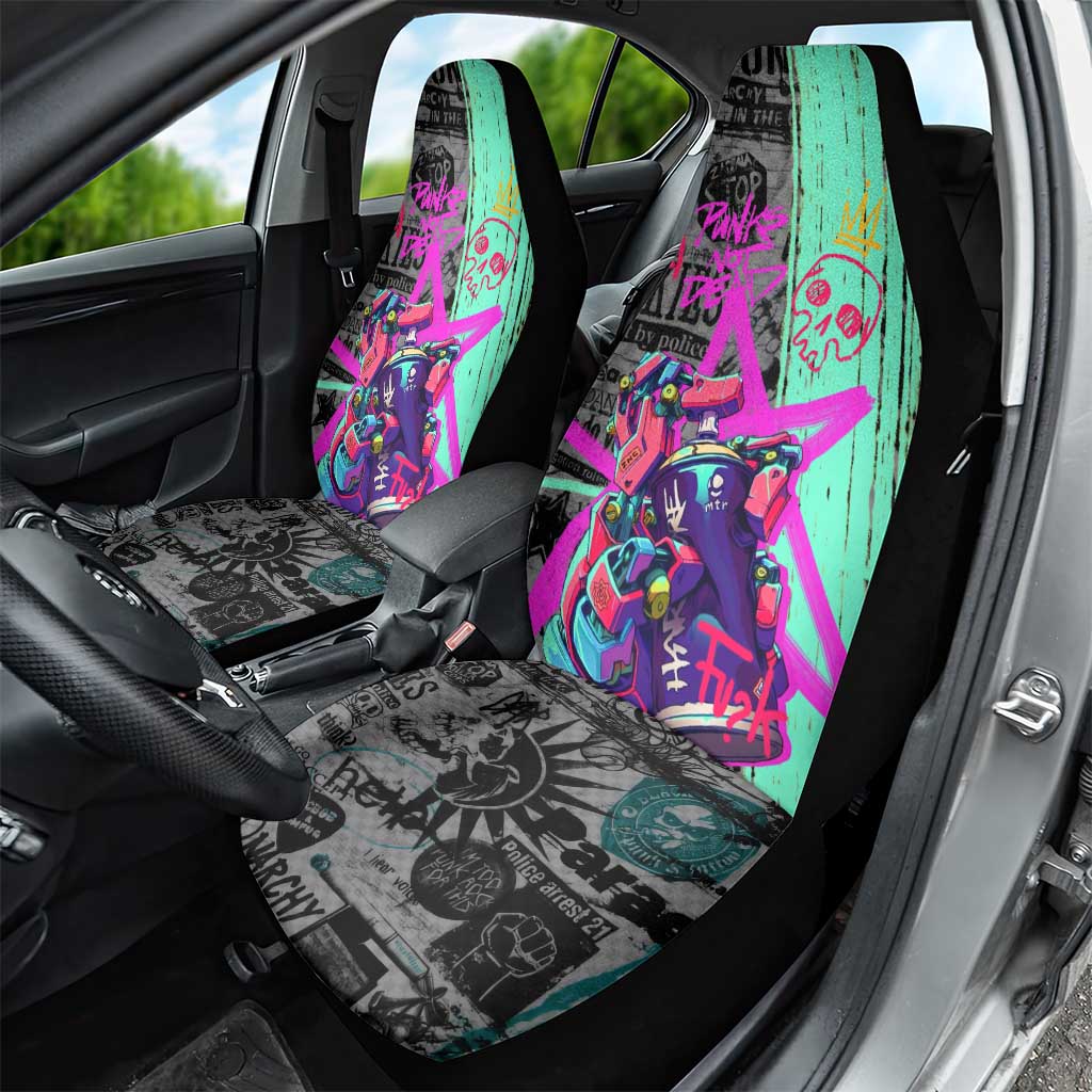 Punk Cheetah Graffiti Car Seat Cover with Punk Not Dead Street Art and Neon Jungle Design - Wonder Print Shop
