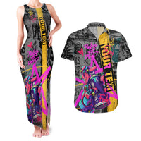 Punk Cheetah Graffiti Couples Matching Tank Maxi Dress and Hawaiian Shirt with Punk Not Dead Street Art and Neon Jungle Design - Wonder Print Shop