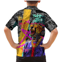 Punk Cheetah Graffiti Family Matching Mermaid Dress and Hawaiian Shirt with Punk Not Dead Street Art and Neon Jungle Design - Wonder Print Shop