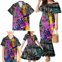 Punk Cheetah Graffiti Family Matching Mermaid Dress and Hawaiian Shirt with Punk Not Dead Street Art and Neon Jungle Design - Wonder Print Shop