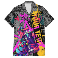 Punk Cheetah Graffiti Family Matching Puletasi and Hawaiian Shirt with Punk Not Dead Street Art and Neon Jungle Design - Wonder Print Shop