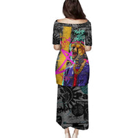 Punk Cheetah Graffiti Family Matching Puletasi and Hawaiian Shirt with Punk Not Dead Street Art and Neon Jungle Design - Wonder Print Shop