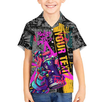 Punk Cheetah Graffiti Family Matching Puletasi and Hawaiian Shirt with Punk Not Dead Street Art and Neon Jungle Design - Wonder Print Shop