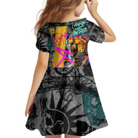 Punk Cheetah Graffiti Family Matching Short Sleeve Bodycon Dress and Hawaiian Shirt with Punk Not Dead Street Art and Neon Jungle Design - Wonder Print Shop