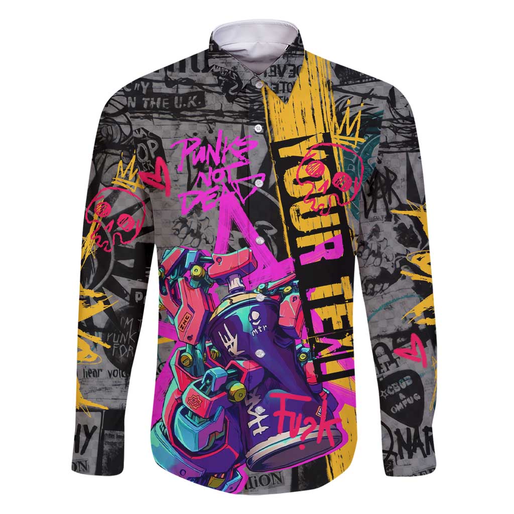 Punk Cheetah Graffiti Family Matching Short Sleeve Bodycon Dress and Hawaiian Shirt with Punk Not Dead Street Art and Neon Jungle Design - Wonder Print Shop