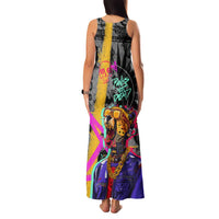 Punk Cheetah Graffiti Family Matching Tank Maxi Dress and Hawaiian Shirt with Punk Not Dead Street Art and Neon Jungle Design - Wonder Print Shop