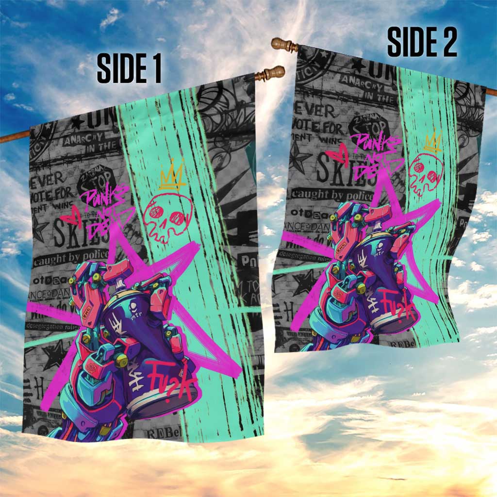 Punk Cheetah Graffiti Garden Flag with Punk Not Dead Street Art and Neon Jungle Design - Wonder Print Shop