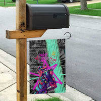 Punk Cheetah Graffiti Garden Flag with Punk Not Dead Street Art and Neon Jungle Design - Wonder Print Shop