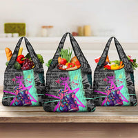 Punk Cheetah Graffiti Grocery Bag with Punk Not Dead Street Art and Neon Jungle Design - Wonder Print Shop