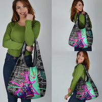 Punk Cheetah Graffiti Grocery Bag with Punk Not Dead Street Art and Neon Jungle Design - Wonder Print Shop