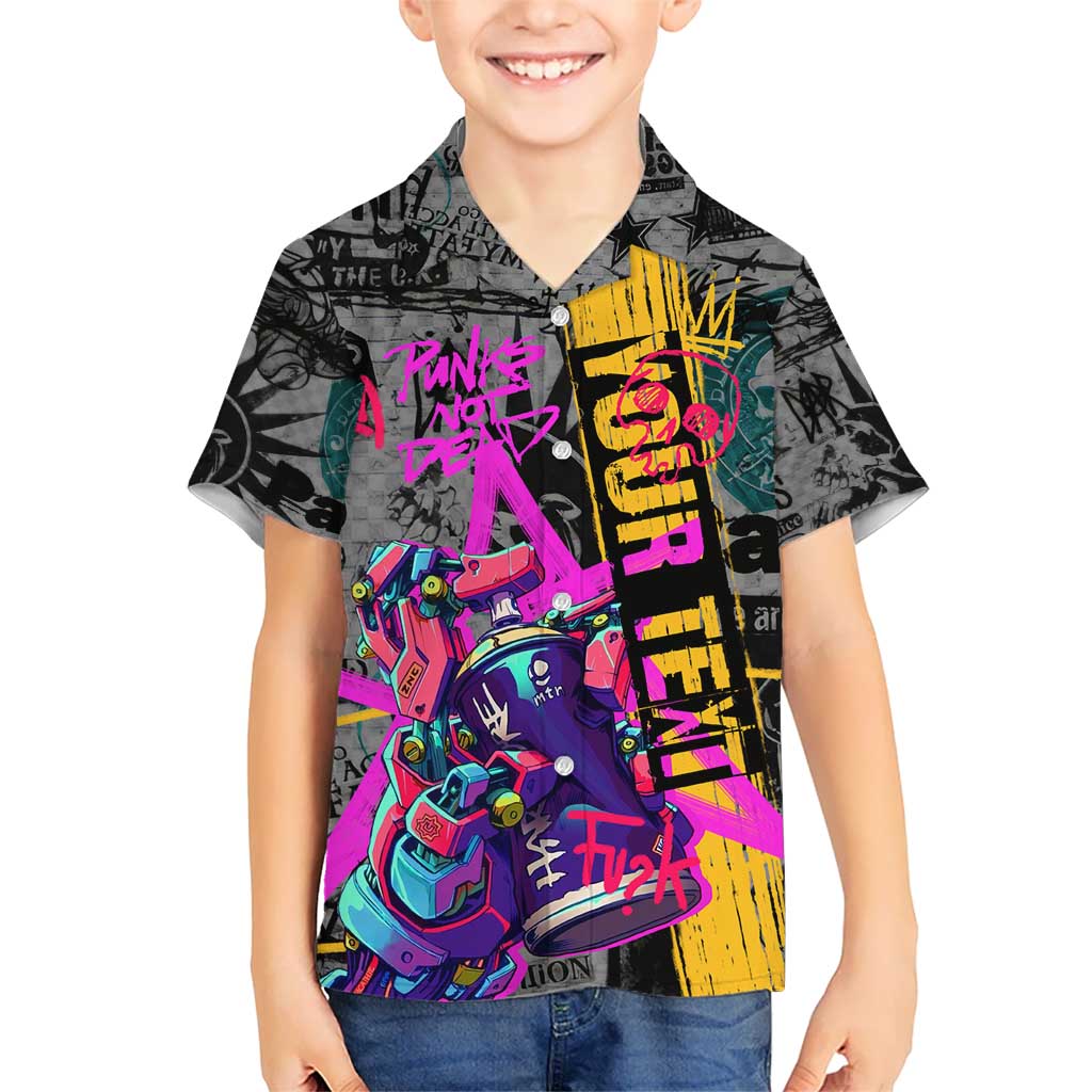 Punk Cheetah Graffiti Hawaiian Shirt with Punk Not Dead Street Art and Neon Jungle Design - Wonder Print Shop