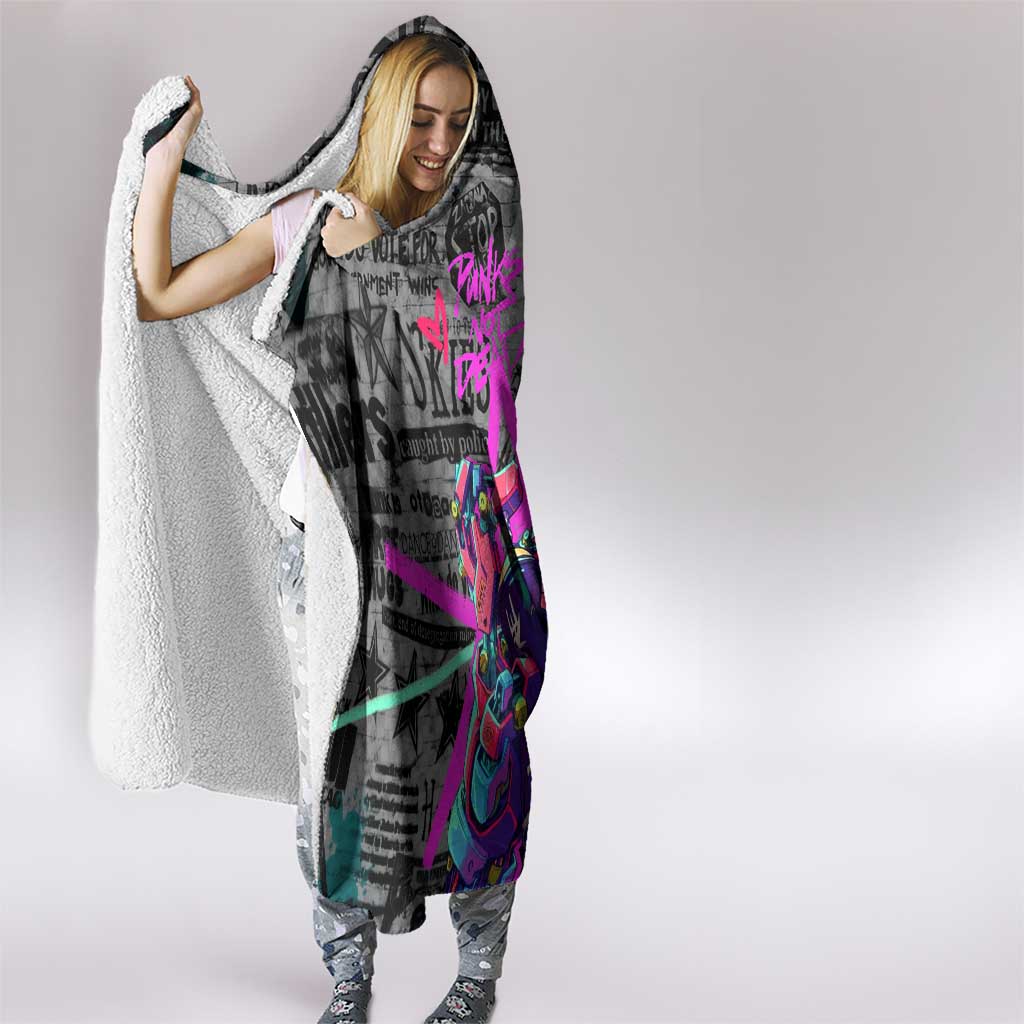 Punk Cheetah Graffiti Hooded Blanket with Punk Not Dead Street Art and Neon Jungle Design - Wonder Print Shop