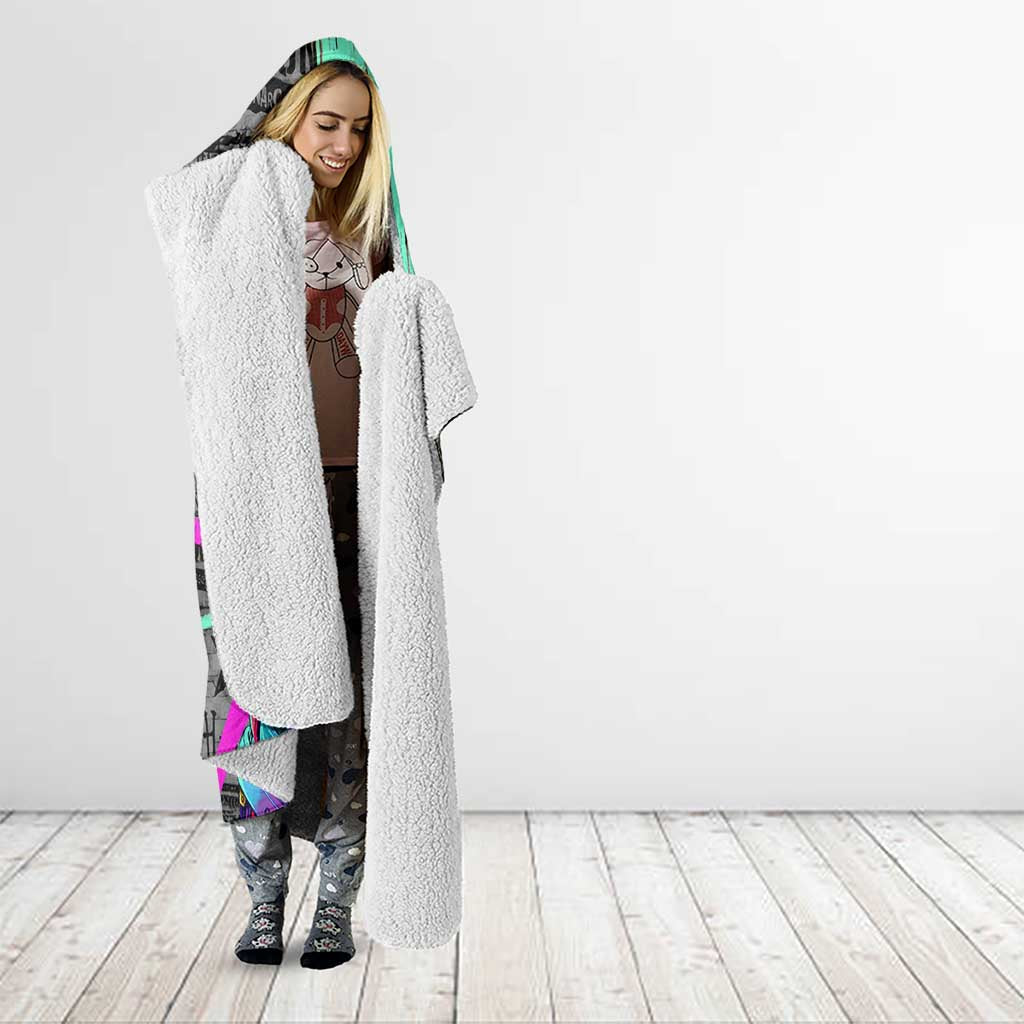 Punk Cheetah Graffiti Hooded Blanket with Punk Not Dead Street Art and Neon Jungle Design - Wonder Print Shop