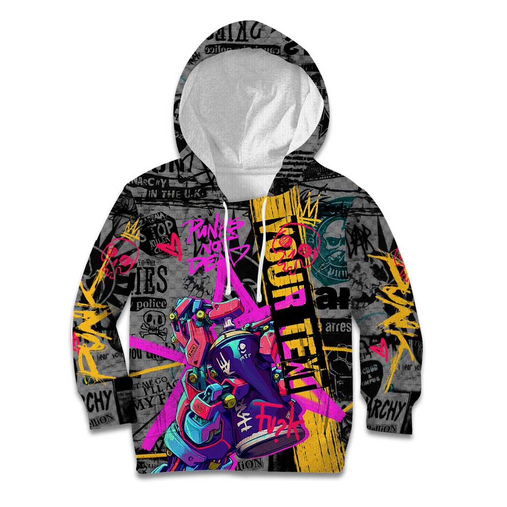 Punk Cheetah Graffiti Kid Hoodie with Punk Not Dead Street Art and Neon Jungle Design - Wonder Print Shop
