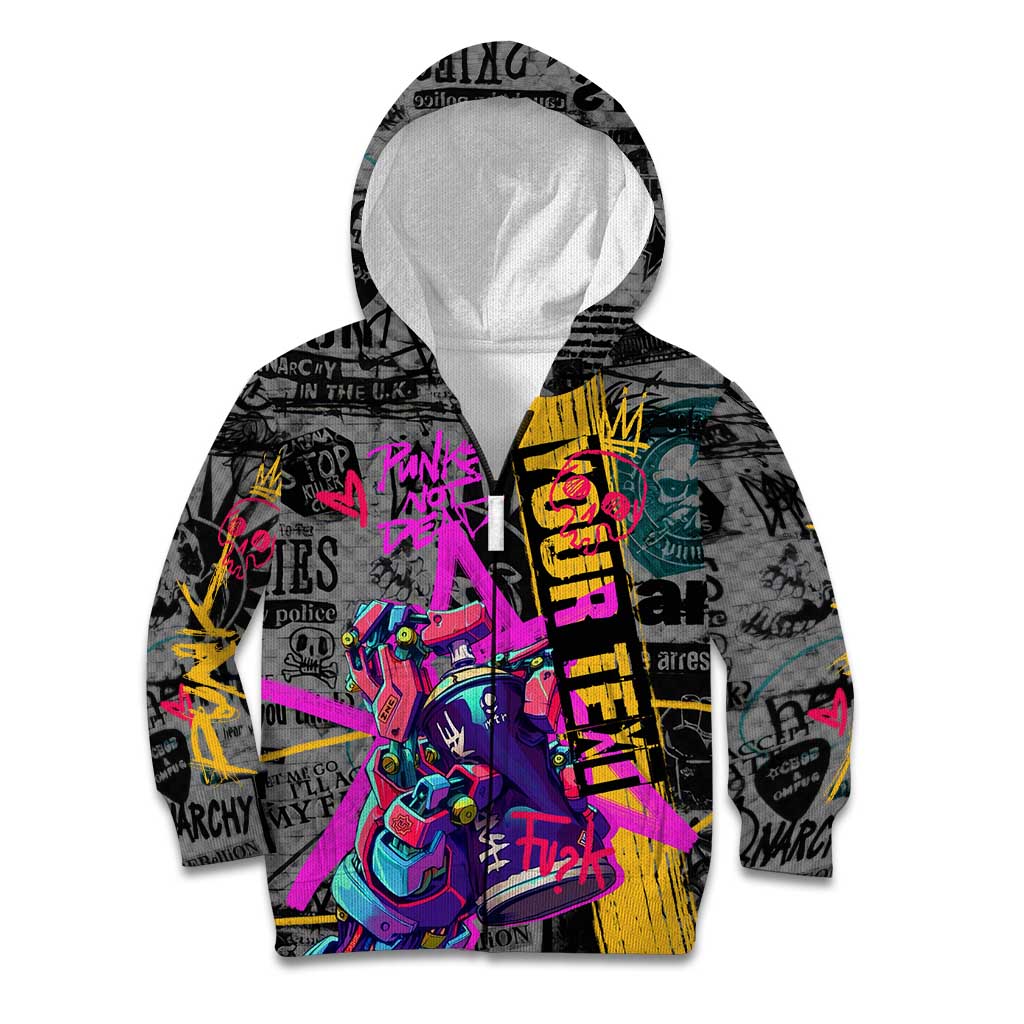 Punk Cheetah Graffiti Kid Hoodie with Punk Not Dead Street Art and Neon Jungle Design - Wonder Print Shop