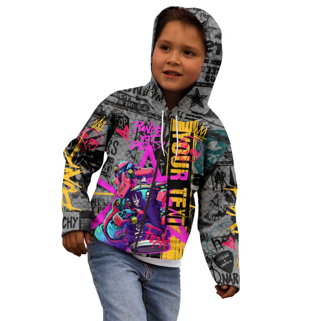 Punk Cheetah Graffiti Kid Hoodie with Punk Not Dead Street Art and Neon Jungle Design - Wonder Print Shop