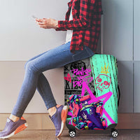 Punk Cheetah Graffiti Luggage Cover with Punk Not Dead Street Art and Neon Jungle Design - Wonder Print Shop