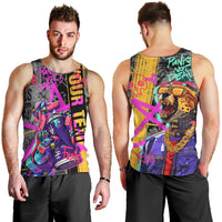 Punk Cheetah Graffiti Men Tank Top with Punk Not Dead Street Art and Neon Jungle Design - Wonder Print Shop