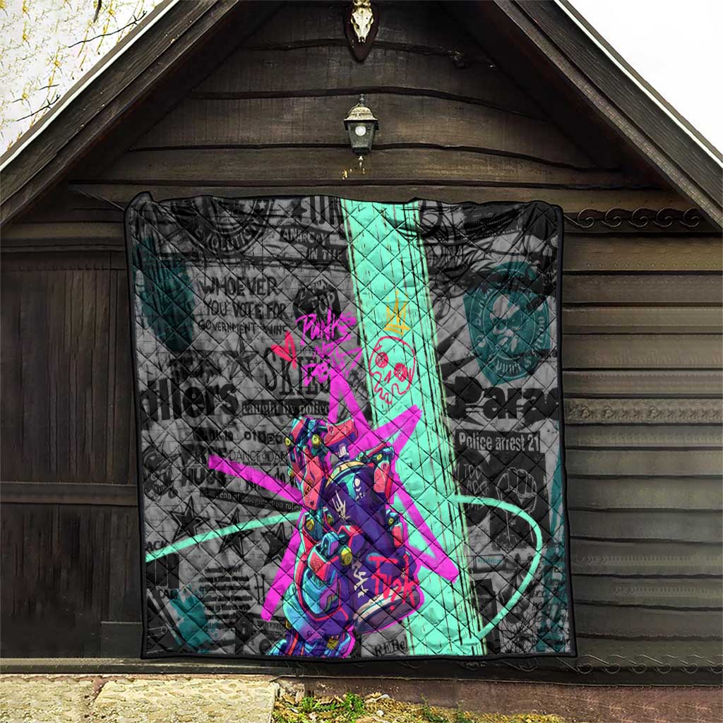 Punk Cheetah Graffiti Quilt with Punk Not Dead Street Art and Neon Jungle Design - Wonder Print Shop