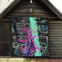 Punk Cheetah Graffiti Quilt with Punk Not Dead Street Art and Neon Jungle Design - Wonder Print Shop