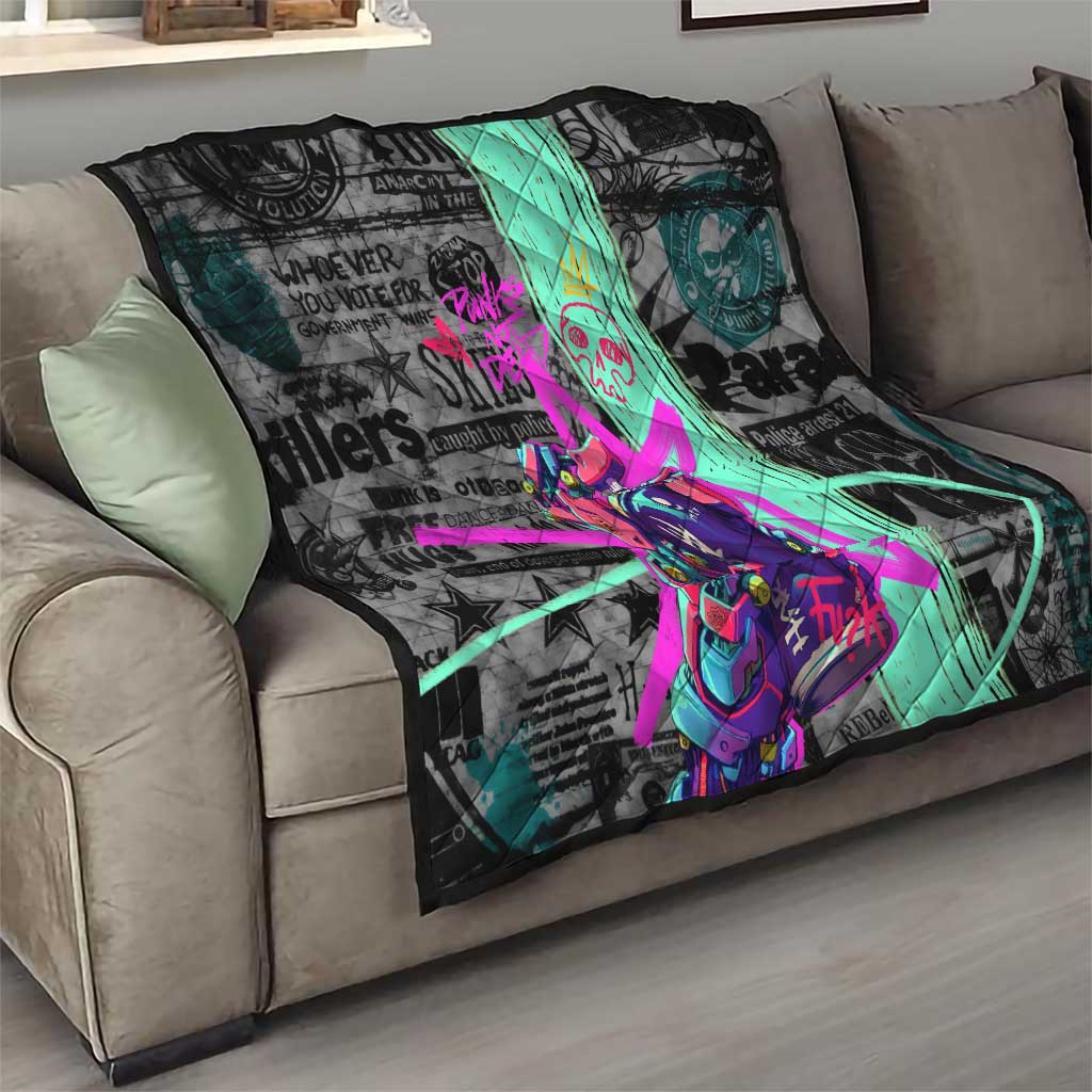 Punk Cheetah Graffiti Quilt with Punk Not Dead Street Art and Neon Jungle Design - Wonder Print Shop