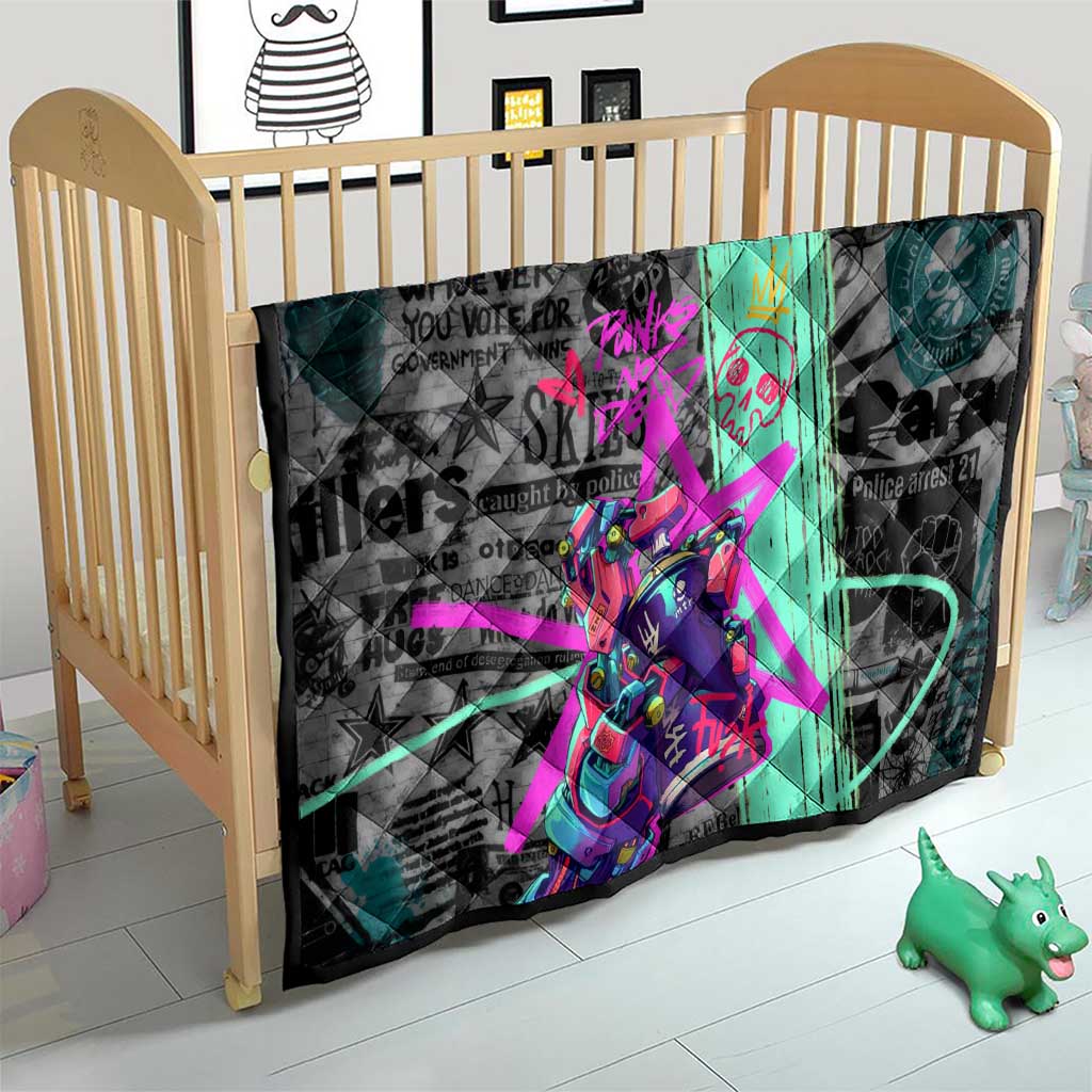 Punk Cheetah Graffiti Quilt with Punk Not Dead Street Art and Neon Jungle Design - Wonder Print Shop