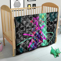 Punk Cheetah Graffiti Quilt with Punk Not Dead Street Art and Neon Jungle Design - Wonder Print Shop