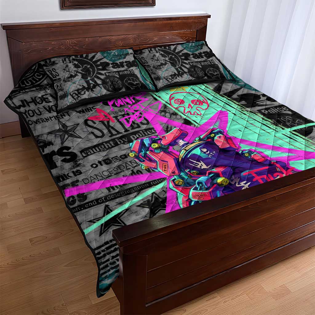 Punk Cheetah Graffiti Quilt Bed Set with Punk Not Dead Street Art and Neon Jungle Design - Wonder Print Shop
