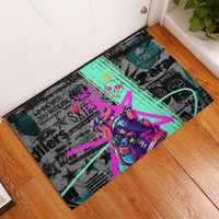 Punk Cheetah Graffiti Rubber Doormat with Punk Not Dead Street Art and Neon Jungle Design - Wonder Print Shop