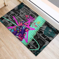 Punk Cheetah Graffiti Rubber Doormat with Punk Not Dead Street Art and Neon Jungle Design - Wonder Print Shop