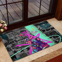 Punk Cheetah Graffiti Rubber Doormat with Punk Not Dead Street Art and Neon Jungle Design - Wonder Print Shop