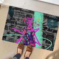 Punk Cheetah Graffiti Rubber Doormat with Punk Not Dead Street Art and Neon Jungle Design - Wonder Print Shop
