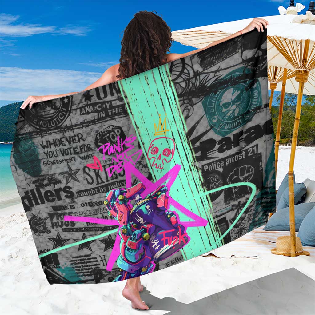 Punk Cheetah Graffiti Sarong with Punk Not Dead Street Art and Neon Jungle Design - Wonder Print Shop