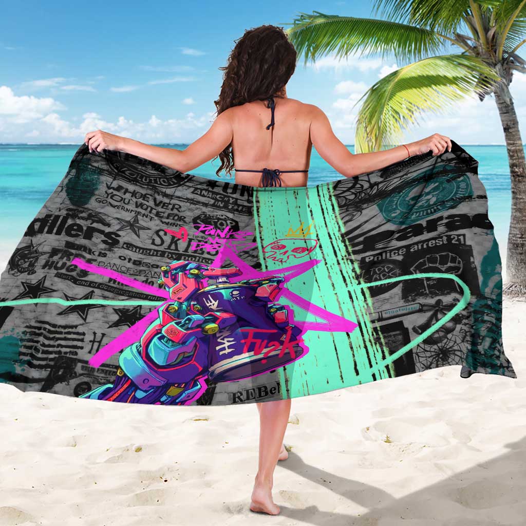 Punk Cheetah Graffiti Sarong with Punk Not Dead Street Art and Neon Jungle Design - Wonder Print Shop