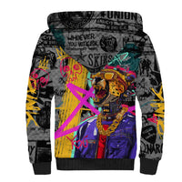 Punk Cheetah Graffiti Sherpa Hoodie with Punk Not Dead Street Art and Neon Jungle Design - Wonder Print Shop