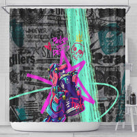 Punk Cheetah Graffiti Shower Curtain with Punk Not Dead Street Art and Neon Jungle Design - Wonder Print Shop