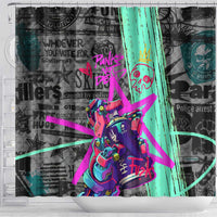 Punk Cheetah Graffiti Shower Curtain with Punk Not Dead Street Art and Neon Jungle Design - Wonder Print Shop