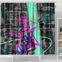 Punk Cheetah Graffiti Shower Curtain with Punk Not Dead Street Art and Neon Jungle Design - Wonder Print Shop