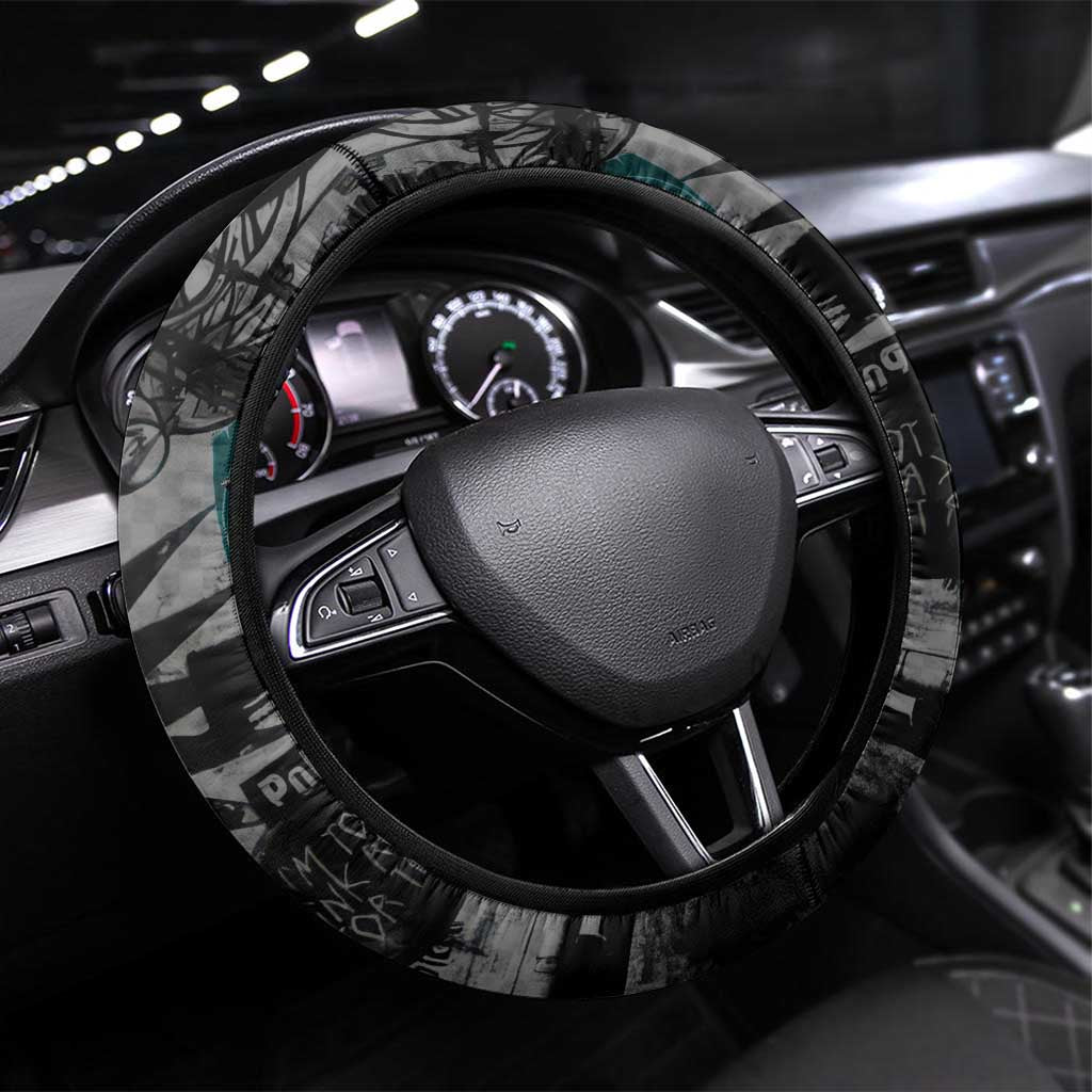Punk Cheetah Graffiti Steering Wheel Cover with Punk Not Dead Street Art and Neon Jungle Design - Wonder Print Shop