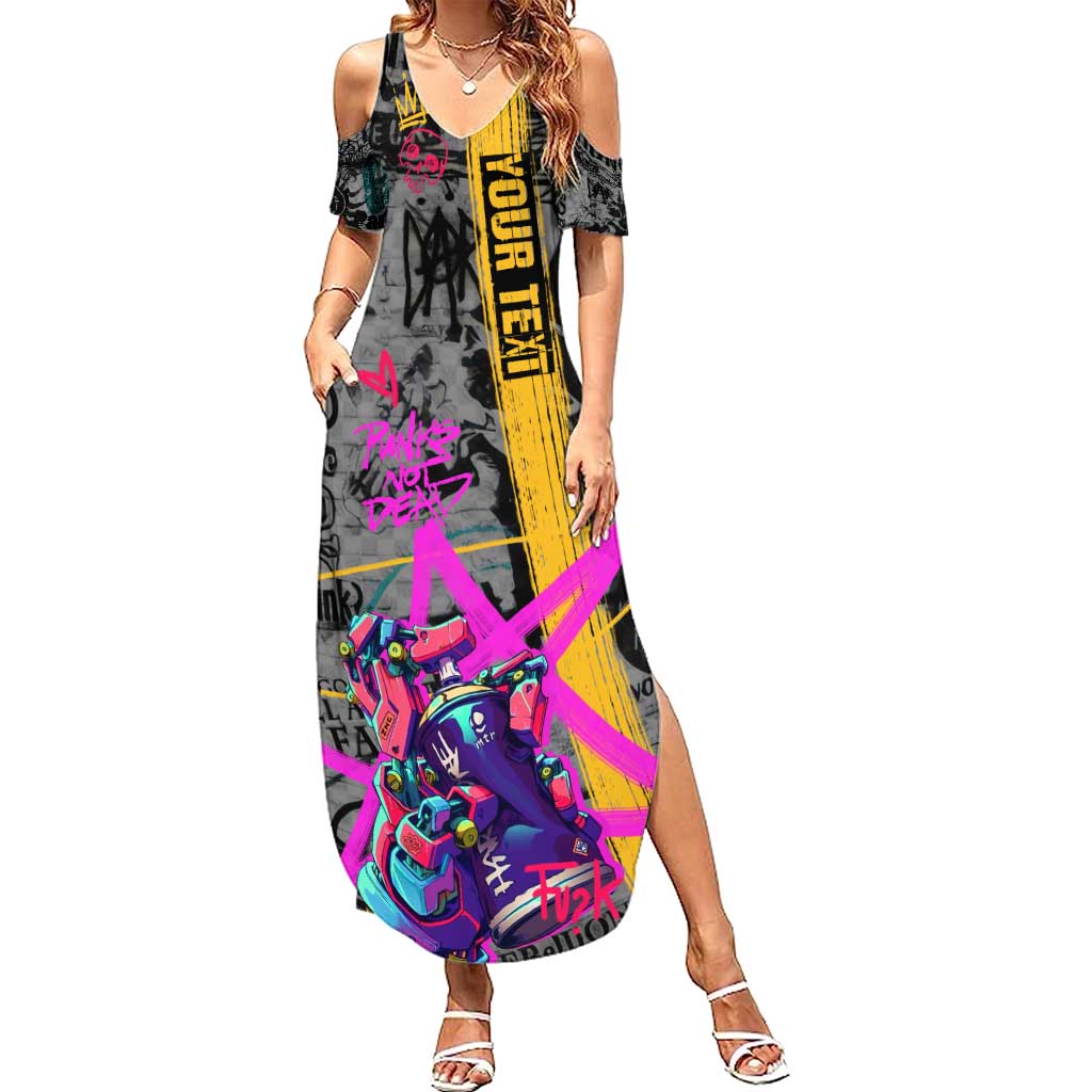 Punk Cheetah Graffiti Summer Maxi Dress with Punk Not Dead Street Art and Neon Jungle Design - Wonder Print Shop