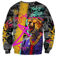 Punk Cheetah Graffiti Sweatshirt with Punk Not Dead Street Art and Neon Jungle Design - Wonder Print Shop