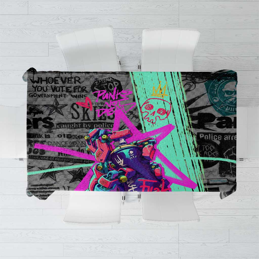 Punk Cheetah Graffiti Tablecloth with Punk Not Dead Street Art and Neon Jungle Design - Wonder Print Shop